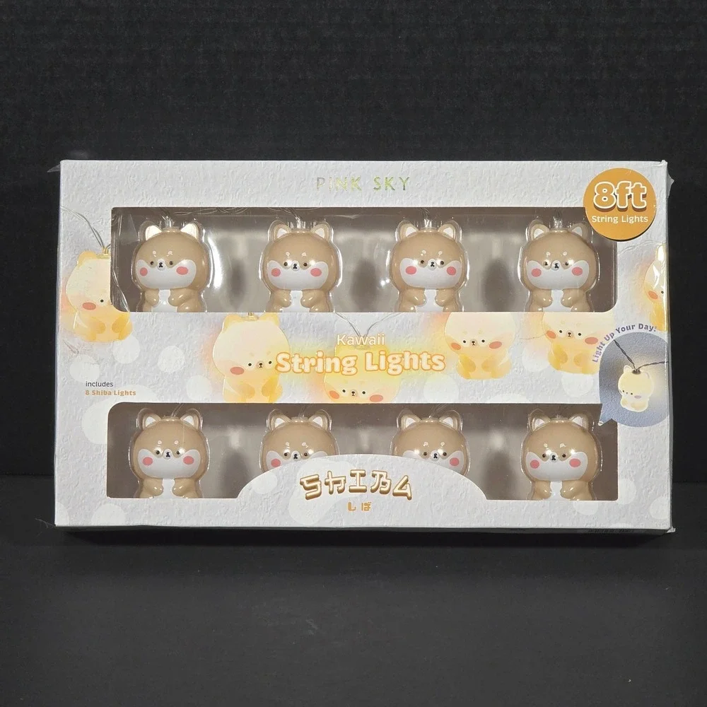 Pink Sky Kawaii Shiba Inu Dog LED String Lights 8ft‎ Battery Operated Open Box